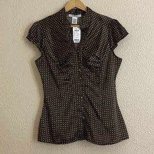 Polka dotted, Button down shirt.